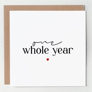 One whole year happy anniversary card | Paper anniversary | for best friend girlfriend boyfriend husband wife | First Anniversary card