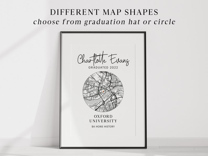 Personalised Graduation digital print Graduation gift Personalised graduation print University map print image 2