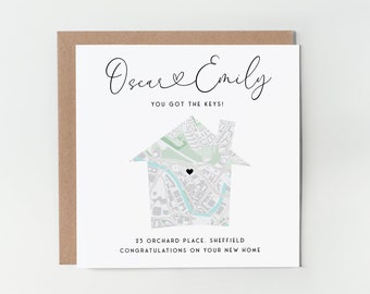 Personalised new home map card / Custom map card / We got the keys card / New home card personalised / Home owners