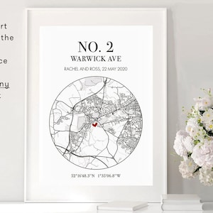 New home gift / Personalised home print / New home print / New home map print / House warming gift / First home gift image 2