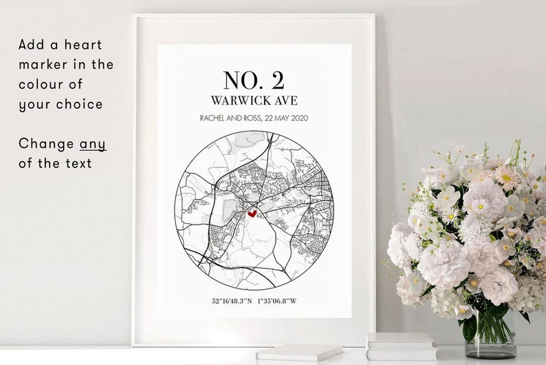 New home gift / Personalised home print / New home print / New home map print / House warming gift / First home gift image 2