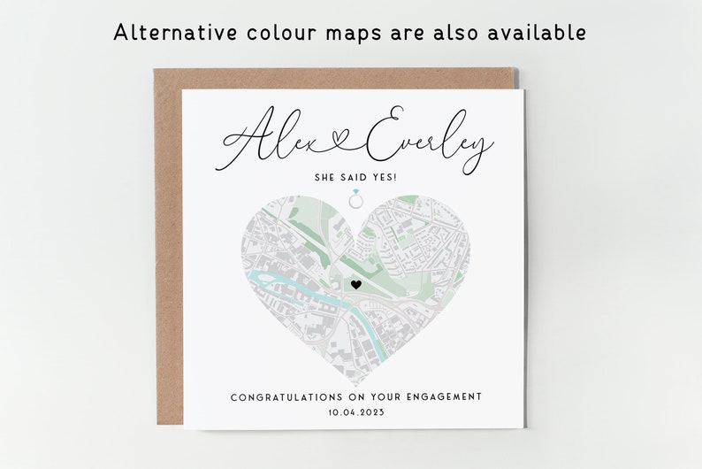 Personalised engagement card / Custom map card / She said yes card / Engagement card personalised / Special location map image 8