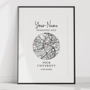 Personalised Graduation digital print Graduation gift Personalised graduation print University map print image 5