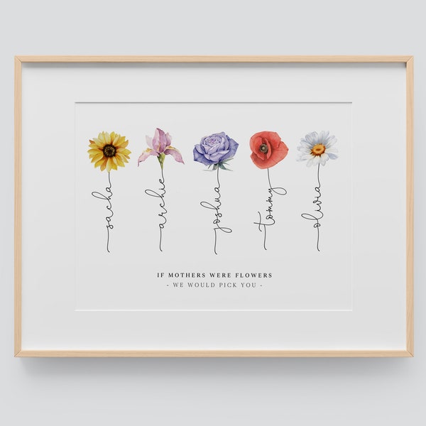 Personalised mum flower print / Mother's Day gift / Mother Daughter /  Mum's birthday / Birthday gift for mum / Personalised flowers