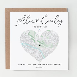 Personalised engagement map card / Custom map card / She said yes card / Engagement card personalised / Special location map