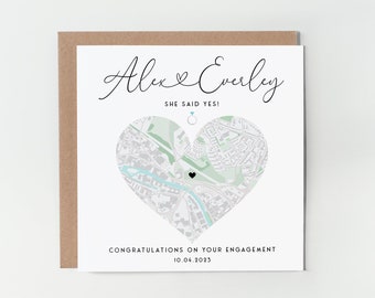 Personalised engagement map card / Custom map card / She said yes card / Engagement card personalised / Special location map