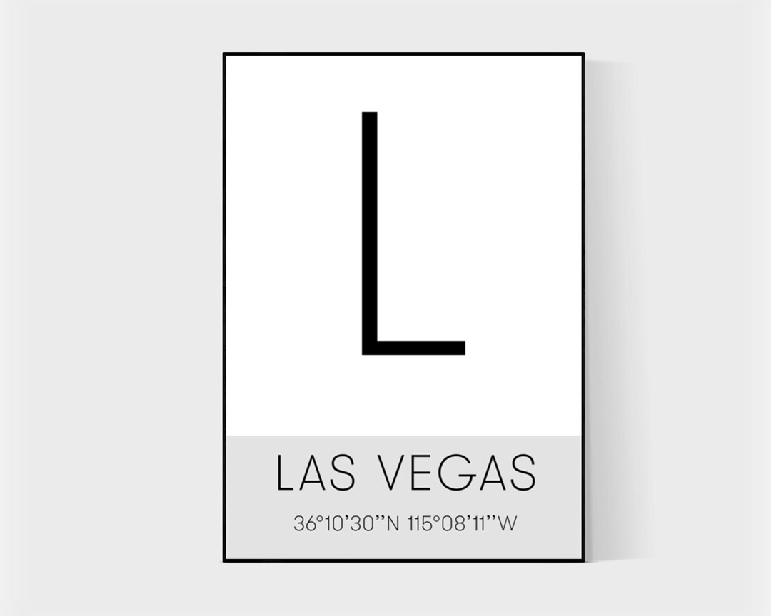Las Vegas Print Initial Print Las Vegas Gift Typography Etsy