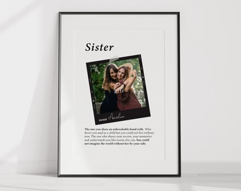 Polaroid photo sister print  |  Personalised Sister Print | UNFRAMED | Sister Gift | Sister Birthday | Sister definition | Christmas gift