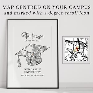 Personalised Graduation digital print Graduation gift Personalised graduation print University map print image 4