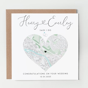 Personalised wedding map card / Custom map card / They said I do card / Wedding card personalised / Wedding location map