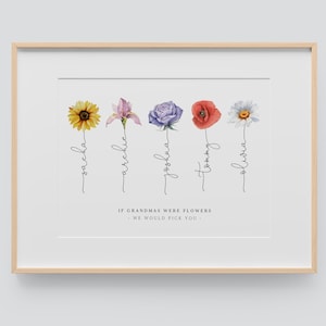 Grandmas personalised gift / Grandmas were flowers / Grandparents print / Grandparents Christmas gift / Mother's day gift from grandchildren