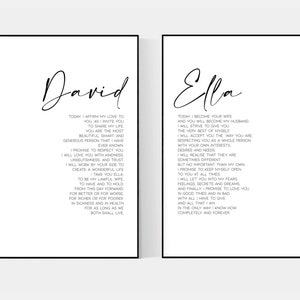Wedding Vows Print Set • Personalised Wedding Vows • Paper ...