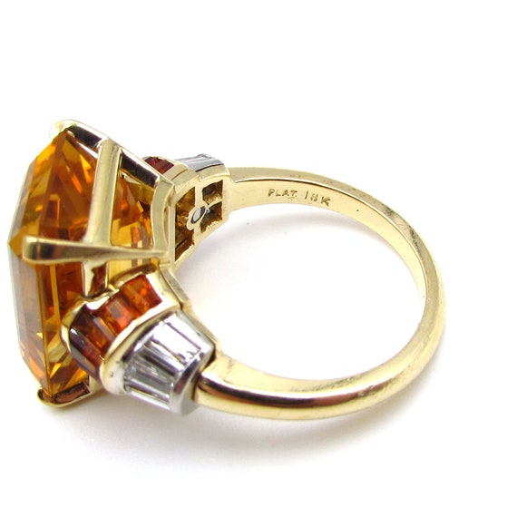 18K Gold & Platinum Diamond 12.00ct Citrine Ring - image 3