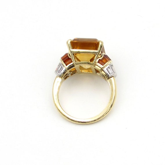 18K Gold & Platinum Diamond 12.00ct Citrine Ring - image 4