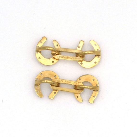 Ralph Lauren ゴールド カフリンクス Ralph Lauren 18K Yellow Gold Horseshow Ladies Cufflinks - Etsy