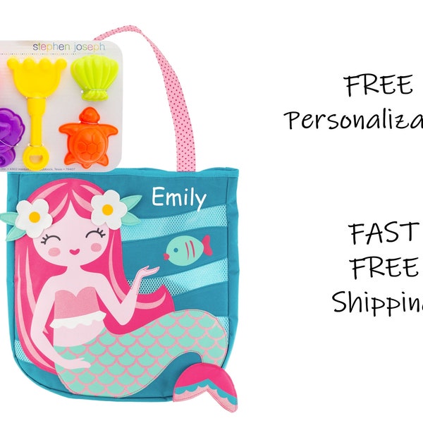 Beach Tote MERMAID WITH TOYS - Stephen Joseph (Free Personalization)