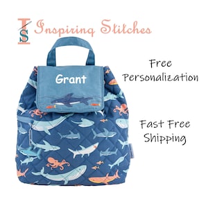 Quilted Backpack SHARK - Stephen Joseph (Free Personalization)