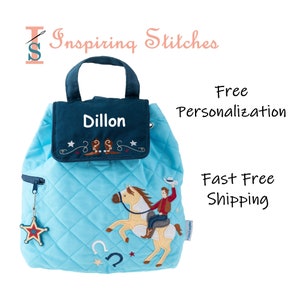 Quilted Backpack COWBOY - Stephen Joseph (Free Personalization)