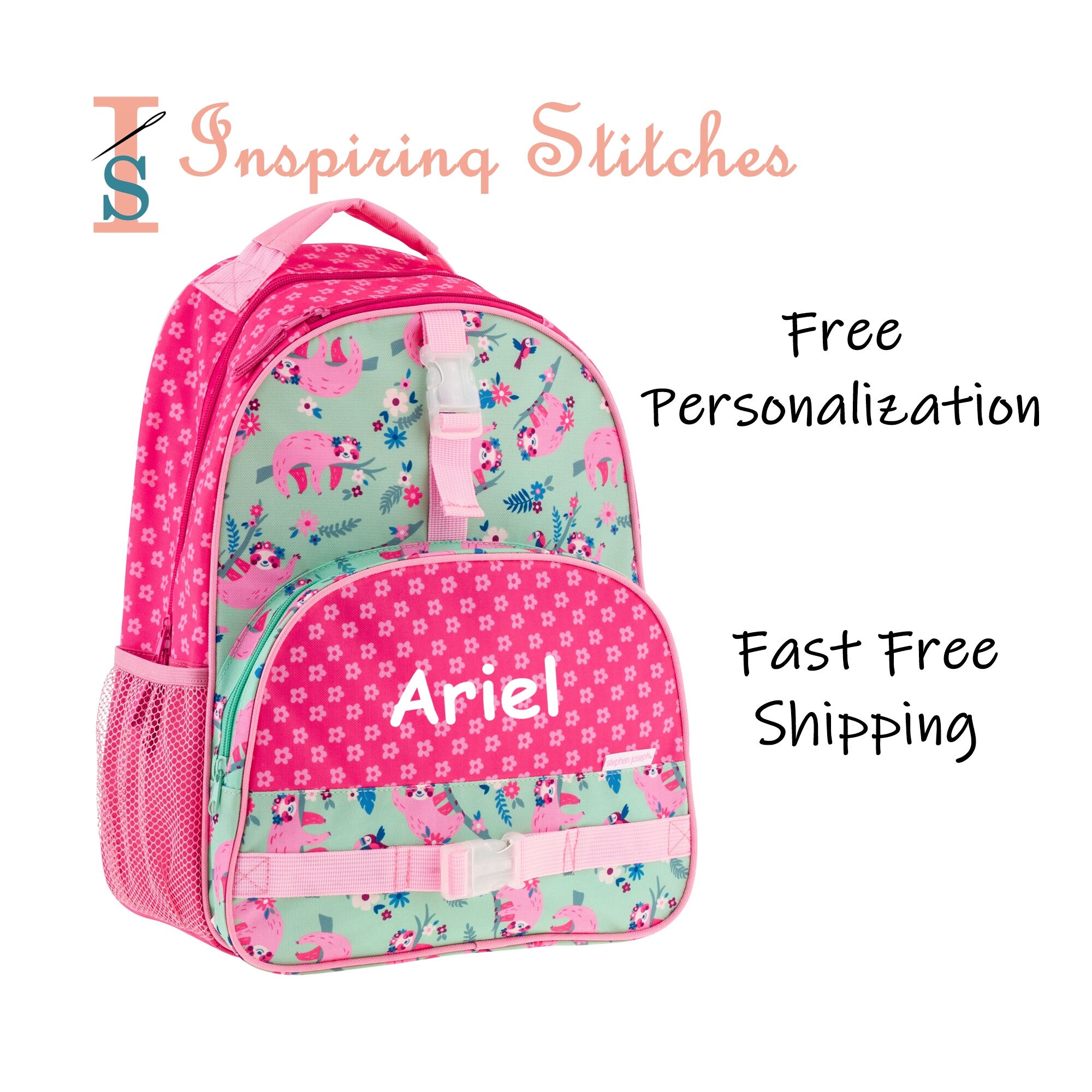 Sloth Preppy Backpack Backpack SLOTH - Stephen Joseph All Over Print (free Personalization ...