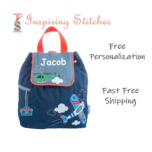 Quilted Backpack TRANSPORTATION - Stephen Joseph (Free Personalization)