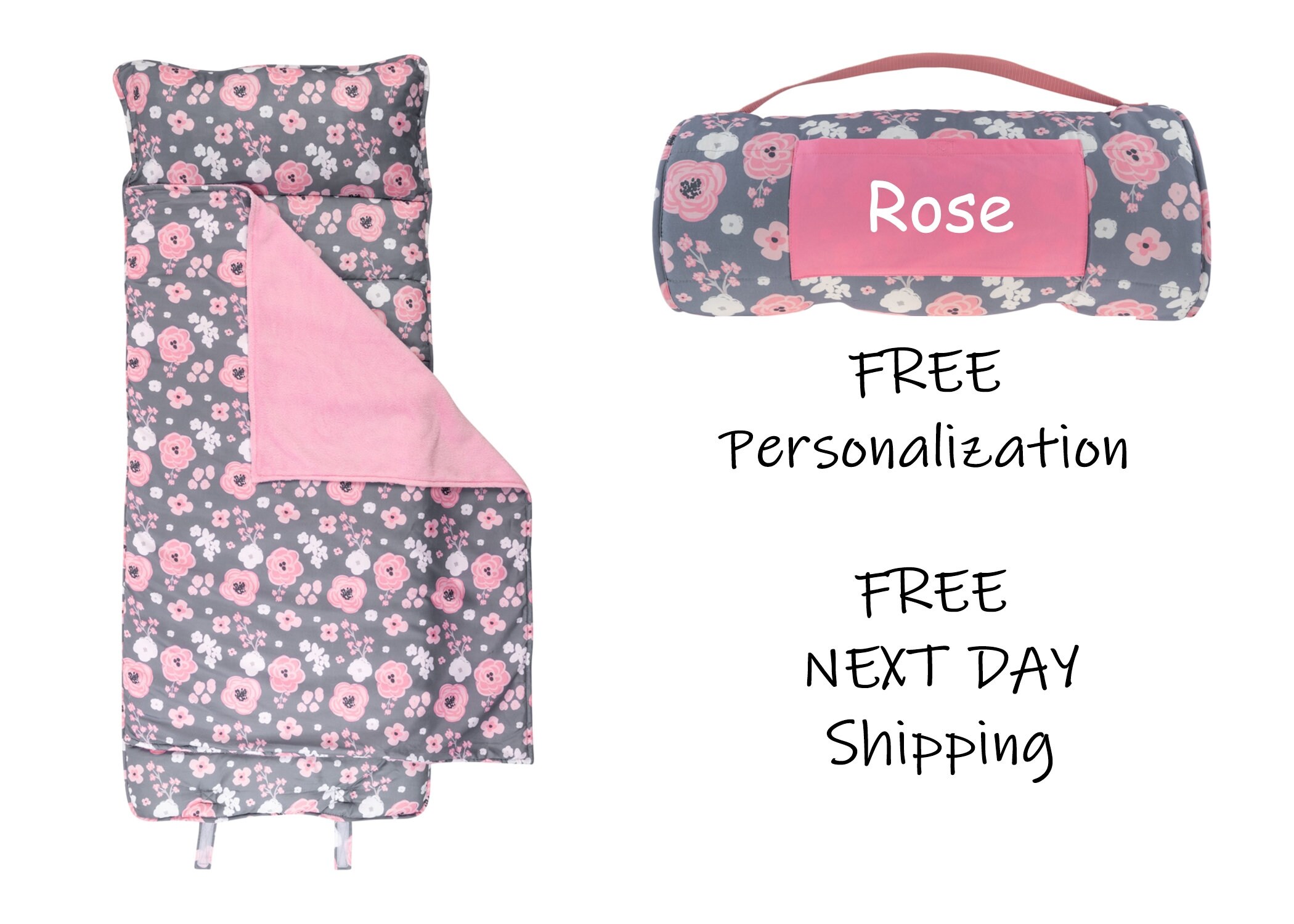 Nap Mat CHARCOAL FLOWER - Stephen Joseph (Free Personalization)