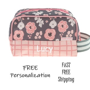 Toiletry Bag CHARCOAL FLOWER - Stephen Joseph (Free Personalization)