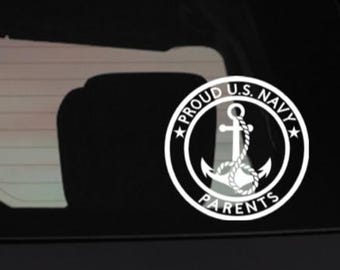 Proud U.S. Navy Parents Vinyl Decal  | Navy Girlfriend | Navy Wife | United States Navy | Military | Laptop, Car, Tumbler Decal