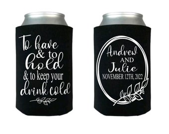 Personalized Wedding Can Cooler, Custom Beverage Insulators
