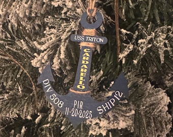 Custom Navy Anchor Wood Ornament, PIR Anchor, Gift For Son, Brother, Unique Gift, Navy Anchor Ornament,Navy Graduation Gift, Christmas Gift