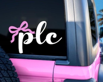 Monogram Car Decal, Coquette Car Decal,  Bow Monogram, Laptop Monogram, Vinyl Decal, Decals for Cars, Coquette Bow Sticker