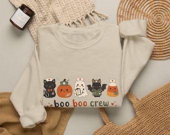 boo boo crew  Halloween characters sweatshirt | Halloween Crewneck Halloween nurse sweatshirt