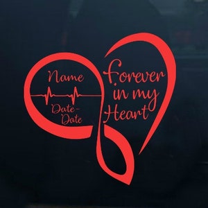 Forever in my heart // memorial decal // car decal // memorial heart