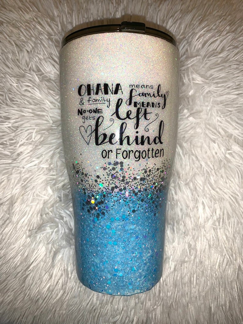 Disney Glitter Tumbler // Stitch// Ohana // Disney Quotes // | Etsy