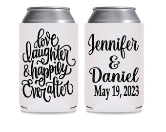 Personalized Wedding Can Coolers, Custom Beverage Insulators, Wedding Favors