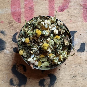 Té de hierbas de hoja suelta de chupete nocturno - Té de menta - Manzanilla - Sin cafeína - Hecho a mano - Regalo de té