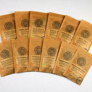 Loose Leaf Herbal Tea Samples - Caffeine Free Tea - Tea Variety Pack - Unusual Tea Gift - Handmade