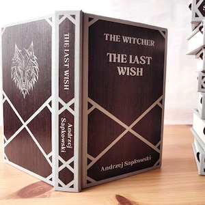 Last Wish, The Witcher Books Rebound in Wood and Linen, Painted Wooden Hard Cover, Handmade Collector Edition, Sapkowski, Geralt, Fan Gift