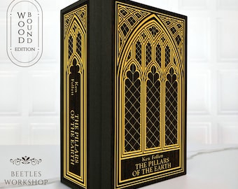 Les Piliers de la Terre Édition collector, livre en bois, Ken Follett, couverture rigide