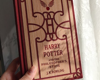 Harry Potter Collector Edition, Wooden Hard Cover, Elegant Books Rebound in Wood and Linen, Custom Rebind, Exclusive Harry Potter Gift