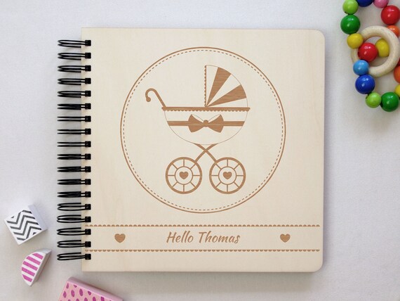personalized baby photo album baby shower gift wooden baby baby shower photo album