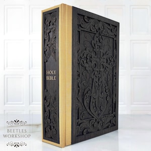 Bible Special Edition, Dark Wood, Holy Bible Exclusive Edition, Luxury Christian Gift, Custom Bible Book, Baptism Gift, Wooden Hard Cover