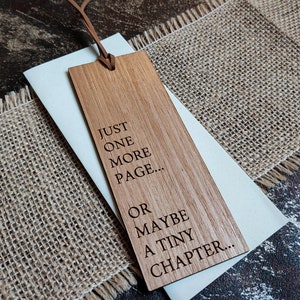 Just One More Page Bookmark Custom Wooden Bookmark Bookmark Reading