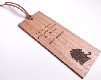 Sherlock Holmes Wooden Bookmark, Gift For Crime Story Lovers, Bookmark for Bookish, Bookmark For Him, Engraved Bookmark With Quote