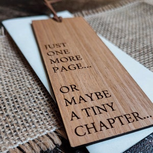 Just One More Page Bookmark Custom Wooden Bookmark Bookmark Reading