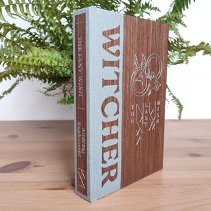 The Witcher Books Rebound in Wood and Linen, Painted Wooden Hard Cover, Last Wish, Geralt, Rivia, Fan Gift, Handmade Edition, Glyphs, Signs