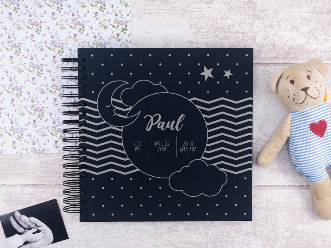 Baby First Photo Album Personalized Dark Navy Baby Album Etsy
