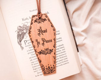 Coffin Wooden Bookmark, Read In Peace, Halloween, Book Lover Gift, Literary Gift, Gothic Wedding Favors, Dark Academia, Dark Romance, Goth