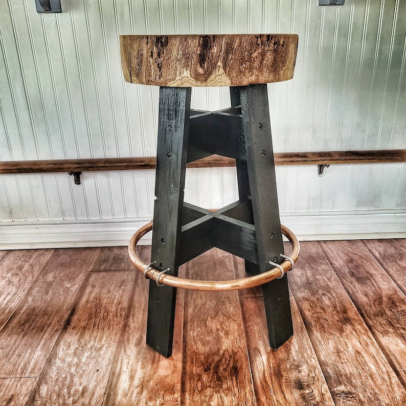 Wood Stools Black Bar Stools Big Wooden Bar Stools Hand Etsy