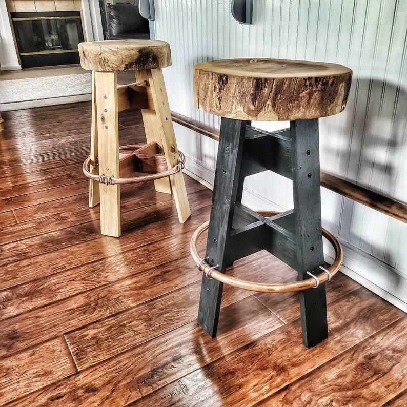 Wood Stools Black Bar Stools Big Wooden Bar Stools Hand Etsy