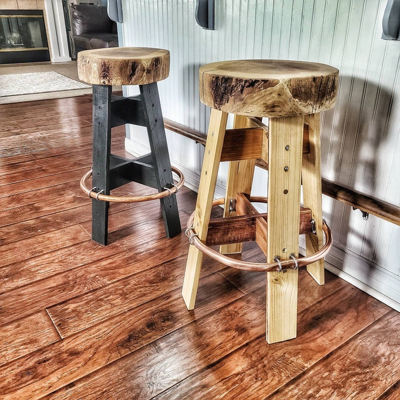 Wood Stools Black Bar Stools Big Wooden Bar Stools Hand Etsy